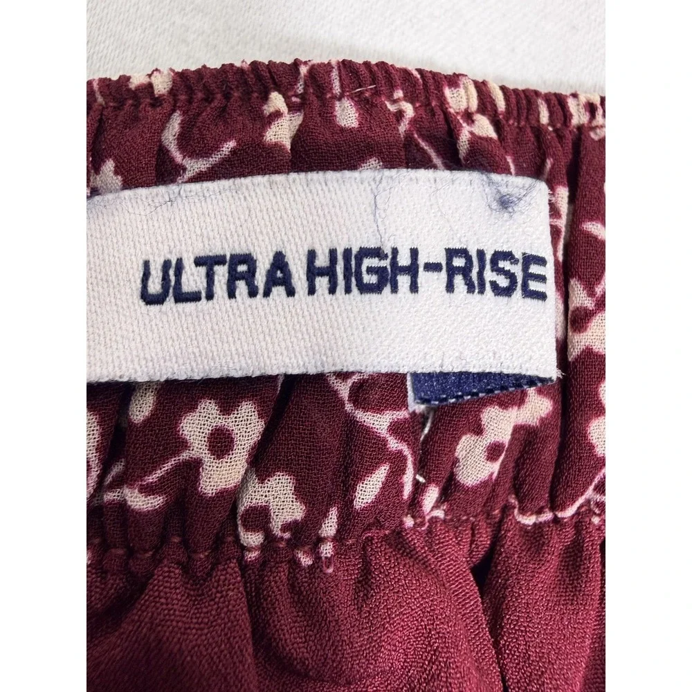 Hollister Skirt Womens Small Red Floral Wrap Ruffle Mini Lined High Rise Chiffon